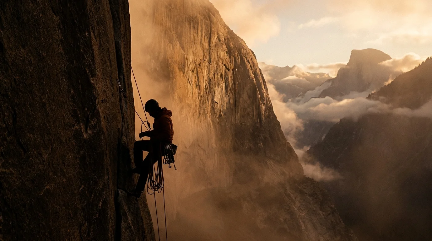 Climber on a granite face